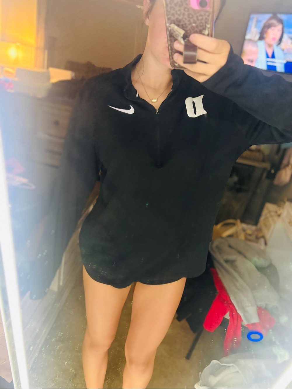 Duke Nike Black Quarter-Zip Pullover with White Logos
